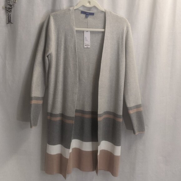 NWT Apt. 9 Size small Open Cardigan Tan/Gray/White - Picture 1 of 12